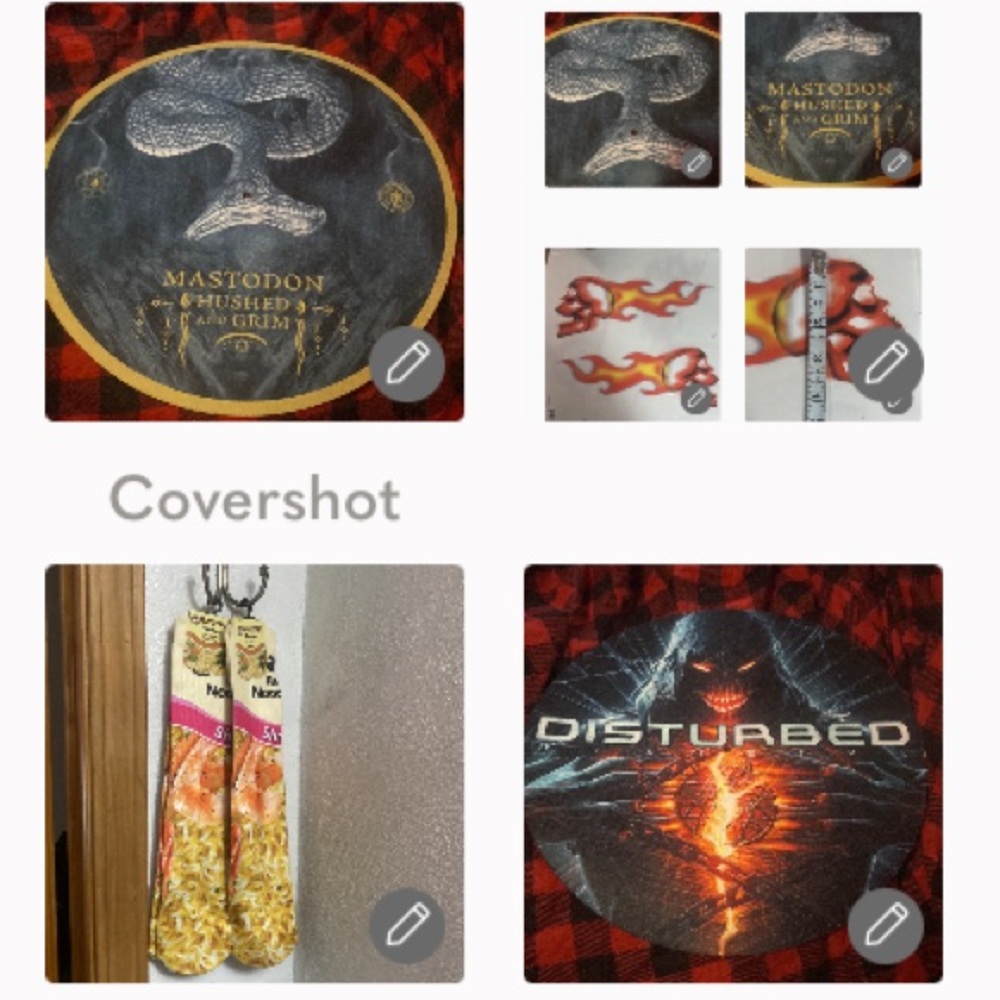 Turn table pad Disturbed or Mastadon 11 5/8 ⚪️🎶+2💀skull🔥stickers+ramen🧦🍜
